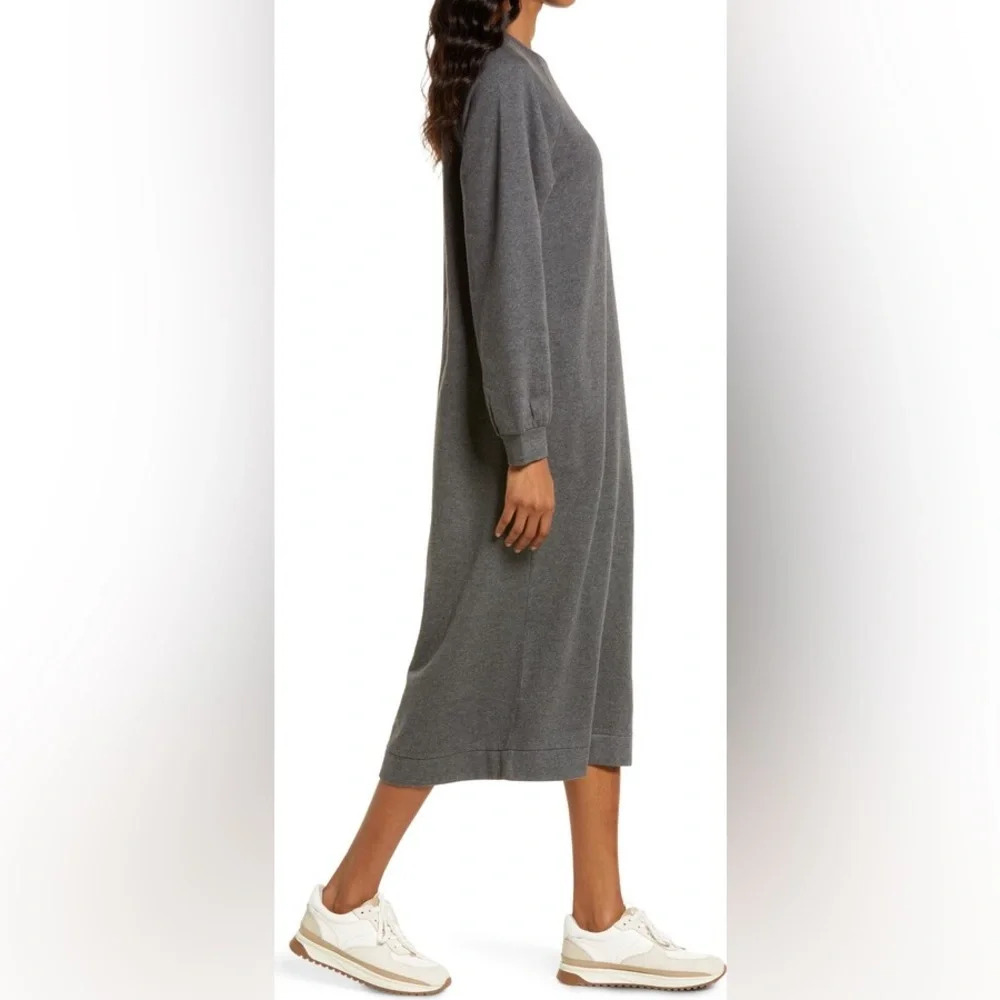 Treasure & Bond Grey Sweatshirt Midi Dress Plus Size Sweater Dress 3X - Picture 3 of 8